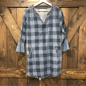 Billy T denim checkered shirt dress size small